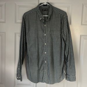 Hawker Rye Mens Large Slim Fit Green and Blue Checked Casual Button-Up Shirt